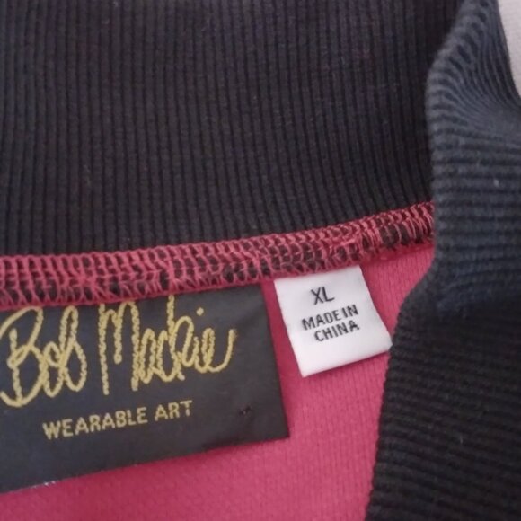 Bob Mackie | Embroidered Bird Flowers Knit Jacket Full Zip Red | Size XL - Picture 8 of 10